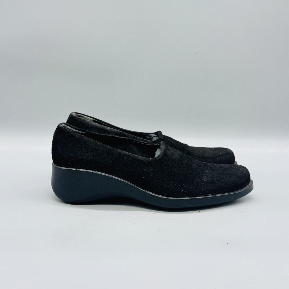 Robert Clergerie Shoes Womens 6.5 Black Suede Slip On Wedge Loafers Paris Casual